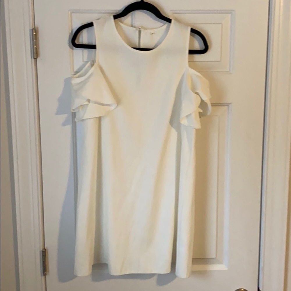 White Flutter Sleeve Dress